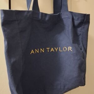 Ann Taylor Deep Blue Tote with Gold Accents